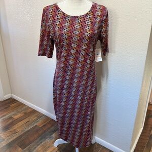 LuLaRoe - Julia - Multicolor Patterned Dress - Size Large - NWT
